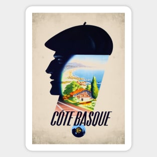 Retro poster - pub - vintage - Basque coast - Sticker